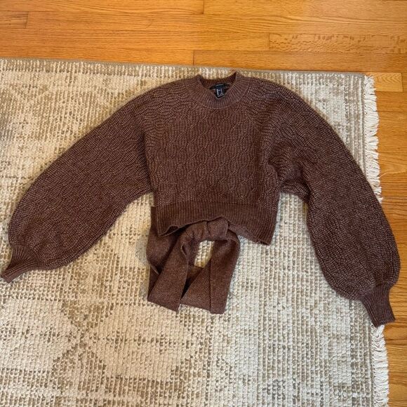 F21 Cropped Open Back Brown Sweater sz S - Picture 1 of 4